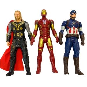 Marvel Action Figures Captain America, Thor  and Iron Man all with sound